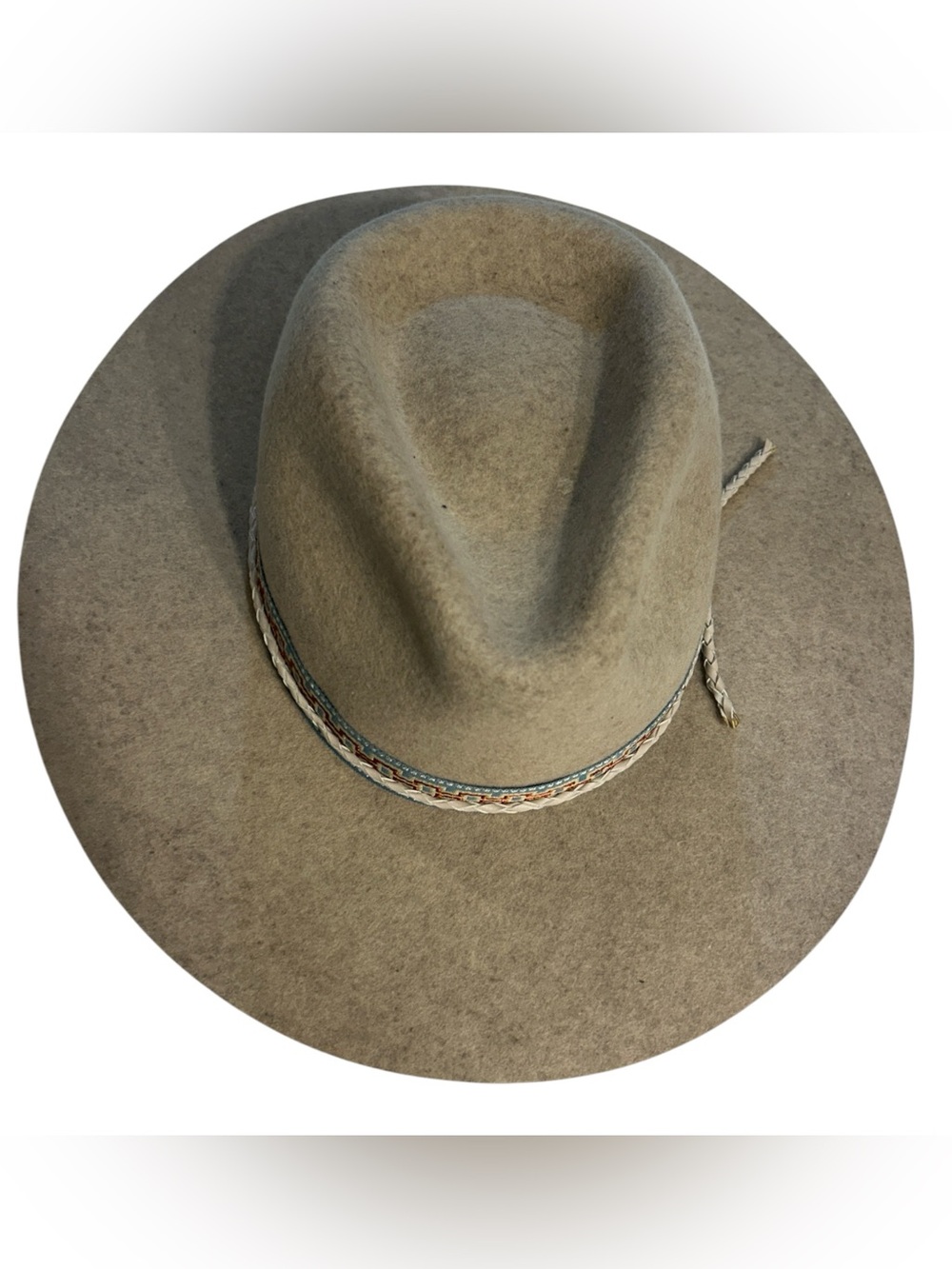 American Hat Makers Wool Felt Rancher Hat NWOT Size L 59cm Western Boho Beige